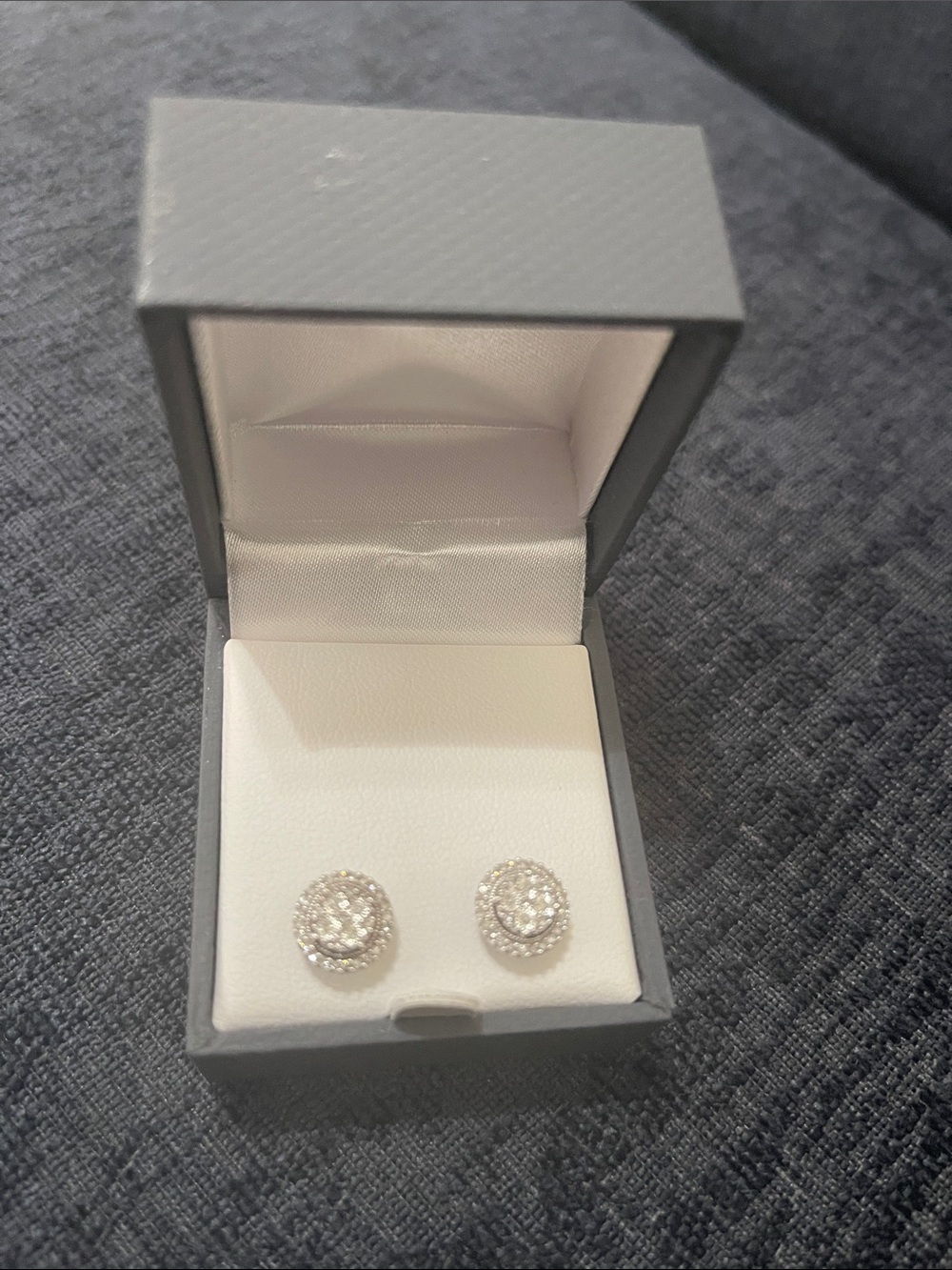 Diamond Halo Stud Earrings - Silver Tone